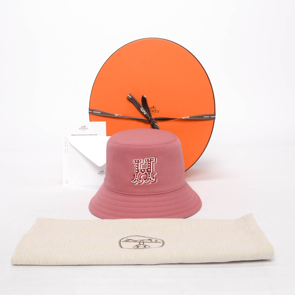 Hermes Rose Sorbet Cotton Harper H Electrique Bucket Hat