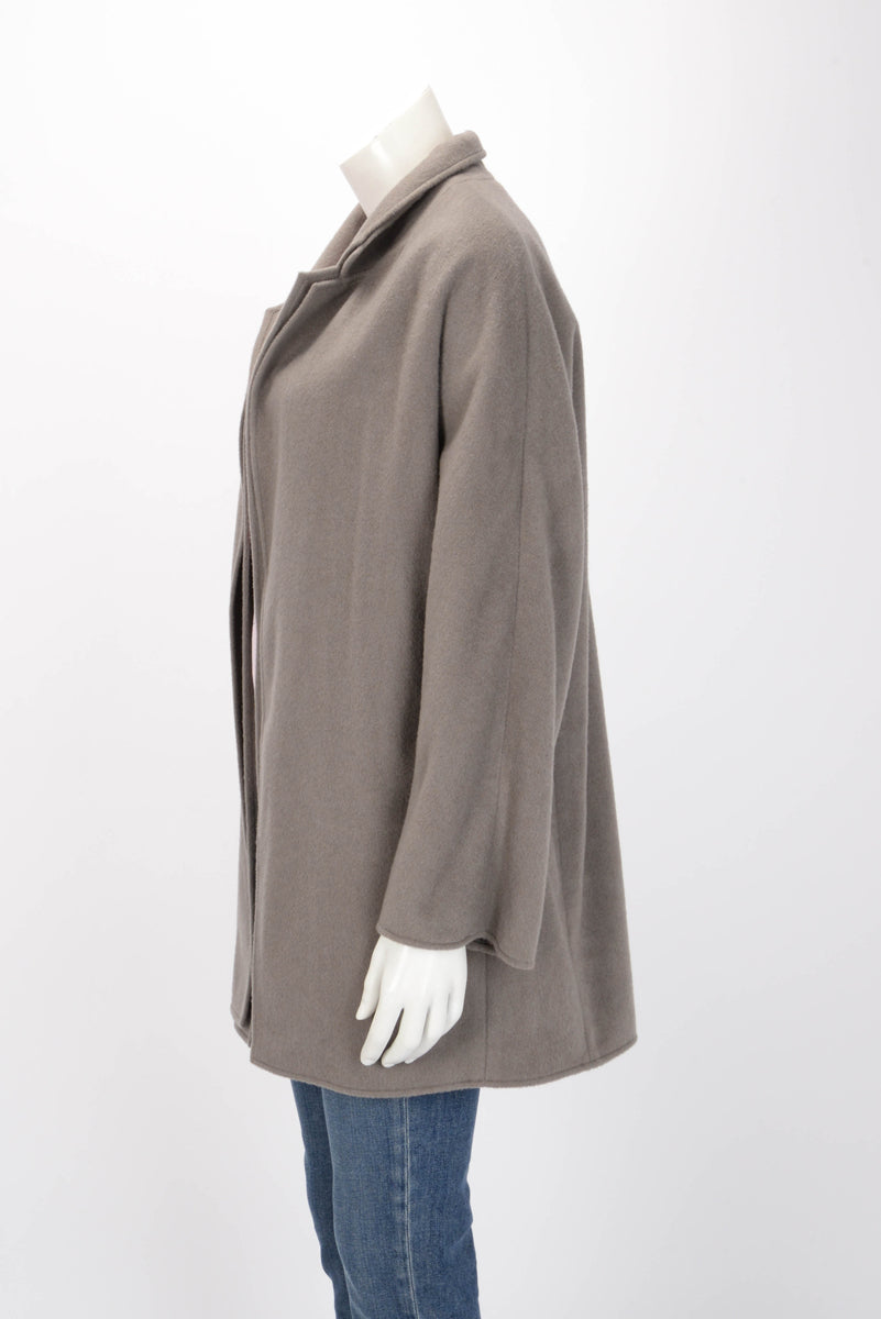 Hermes Grey Cashmere Double Layer Open Coat FR 40