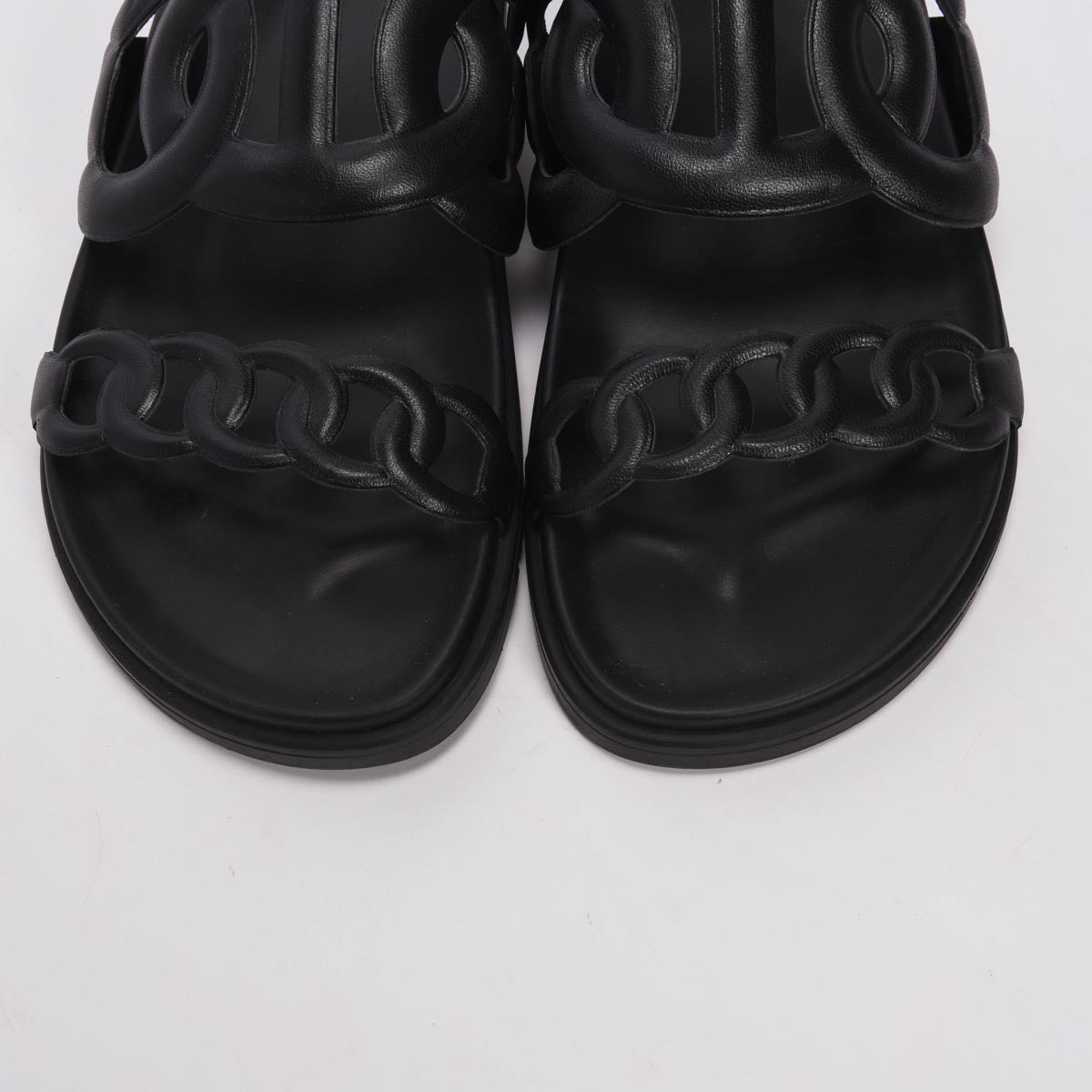 Hermes Black Nappa Extra Sandals 41