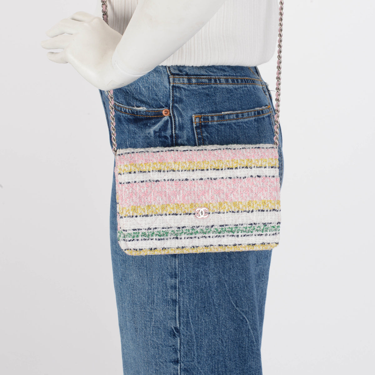 Chanel Pastel Quilted Tweed Classic Wallet On Chain Mini Bag
