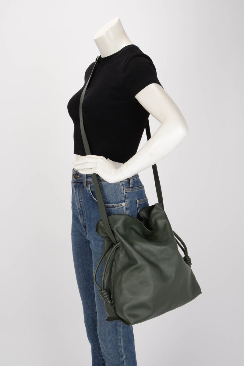 Loewe Vintage Khaki Nappa Calfskin Large Flamenco Clutch