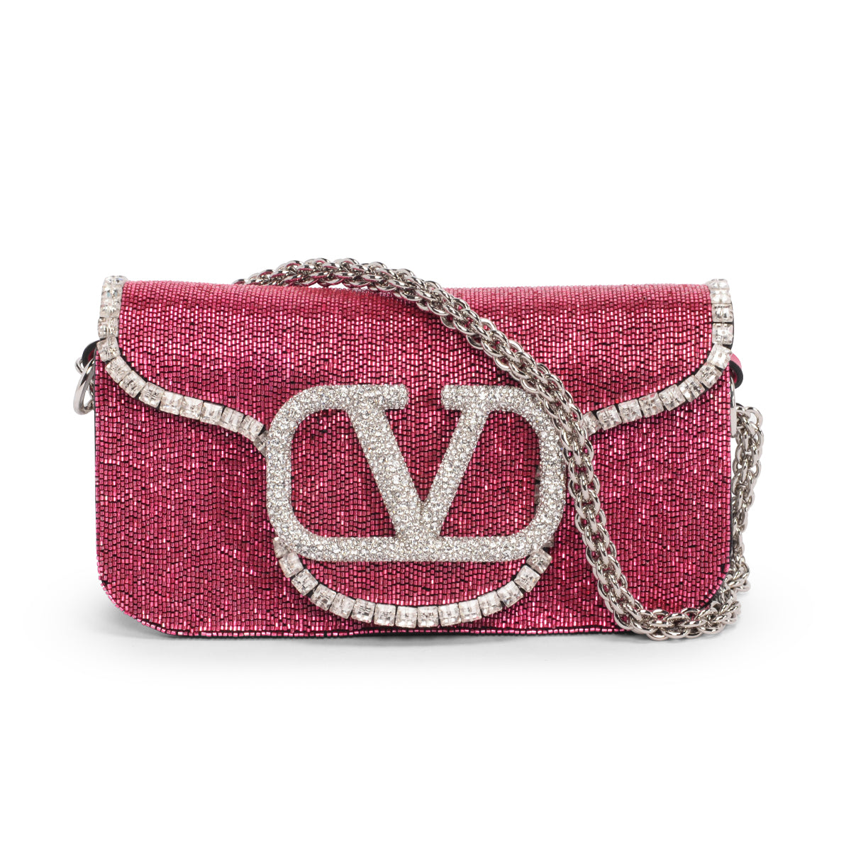 Valentino Pink Crystal Embellished Small Loco Bag