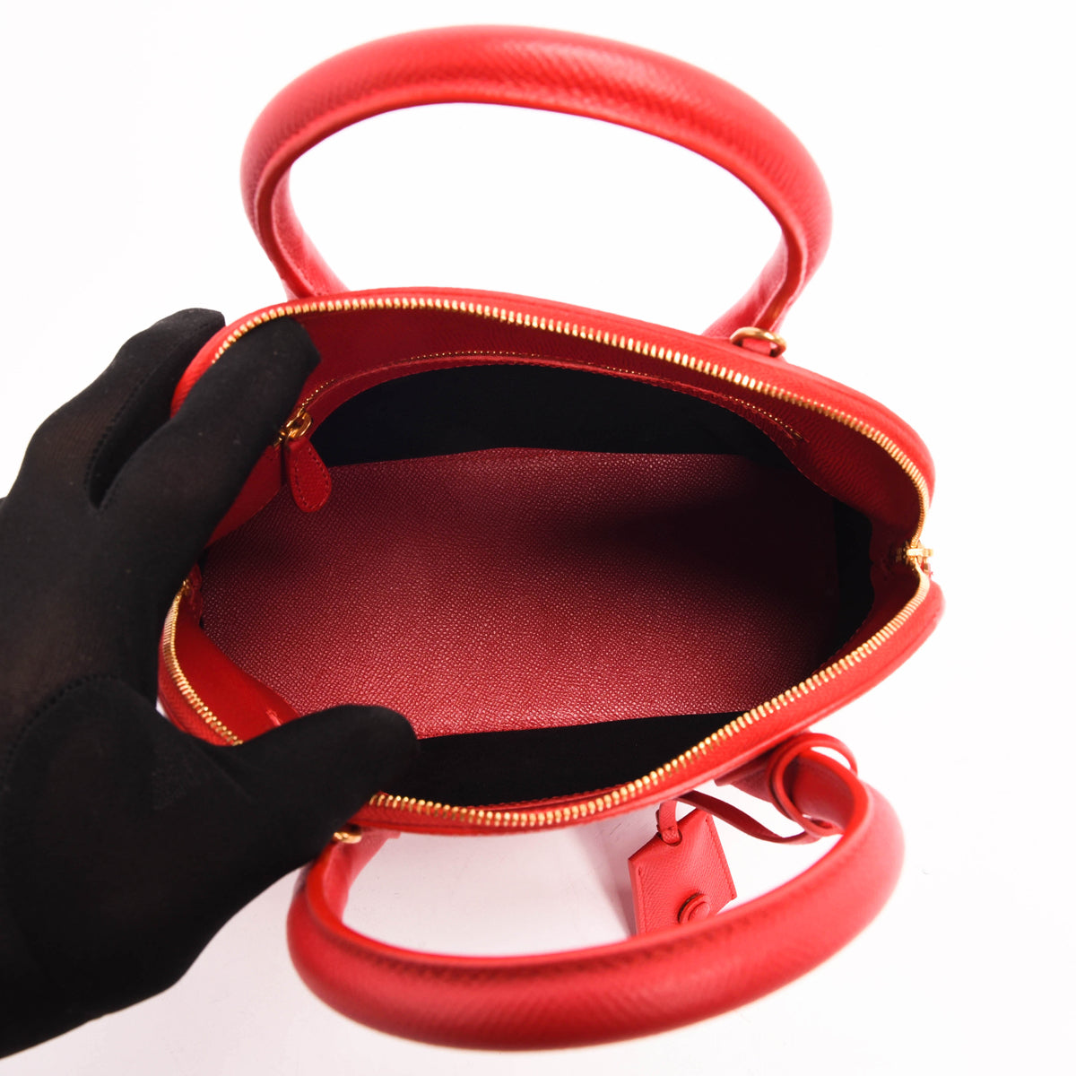 Balenciaga Red Calfskin Small Logo Ville Bag