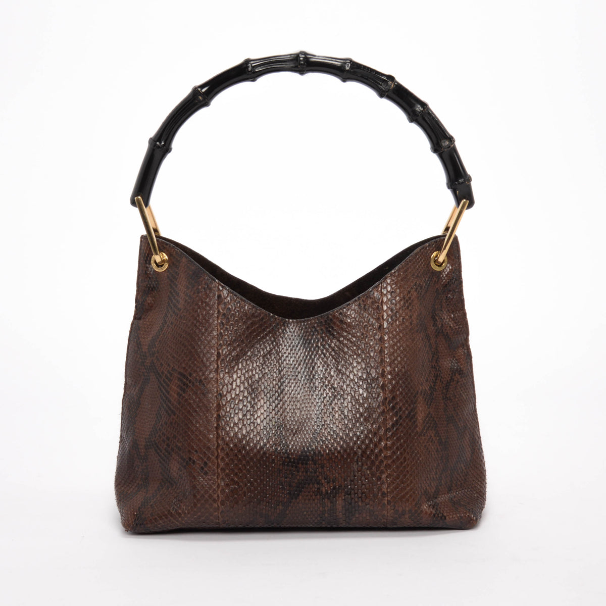 Gucci Brown Python Bamboo Shoulder Bag