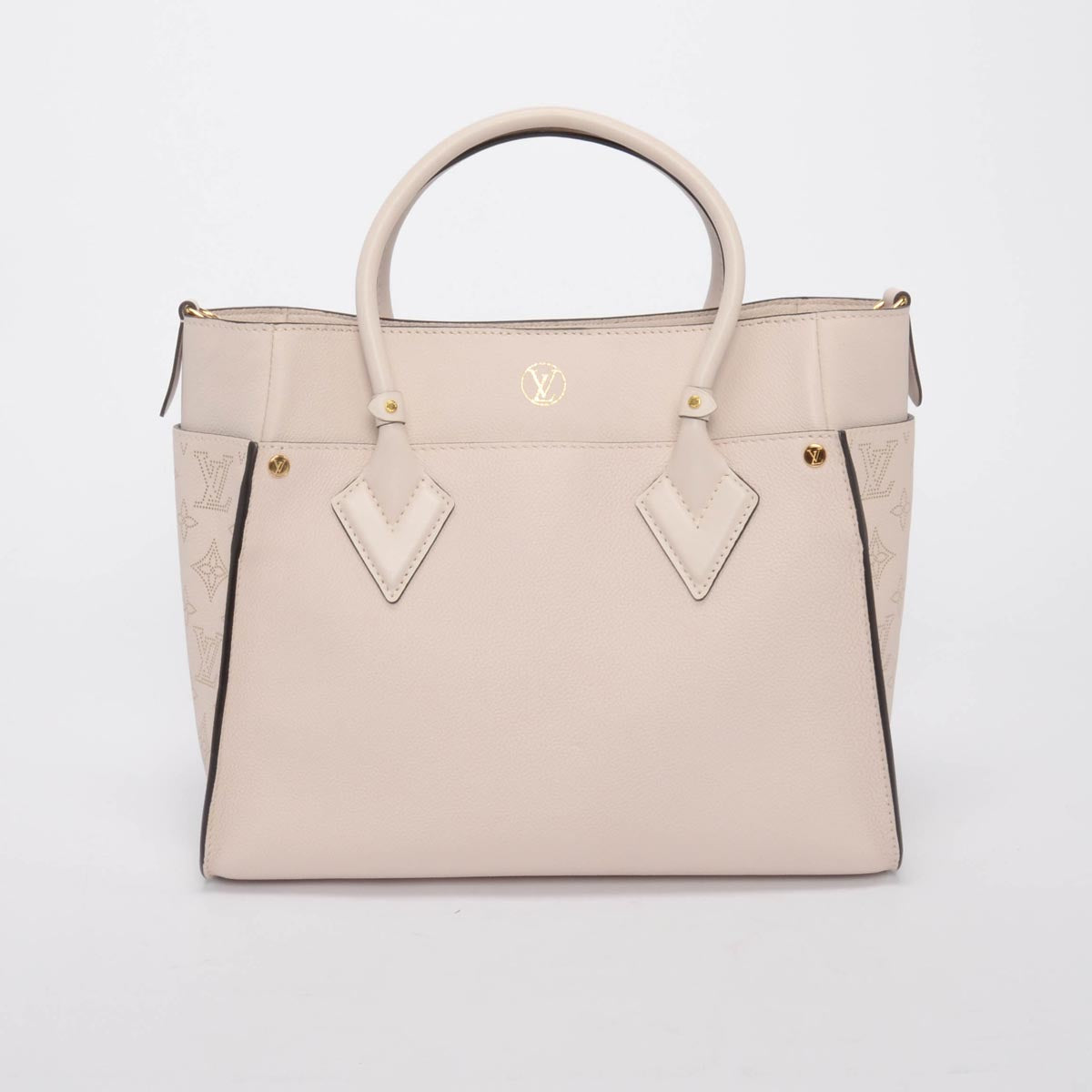 Louis Vuitton Greige Mahina Calfskin On My Side MM