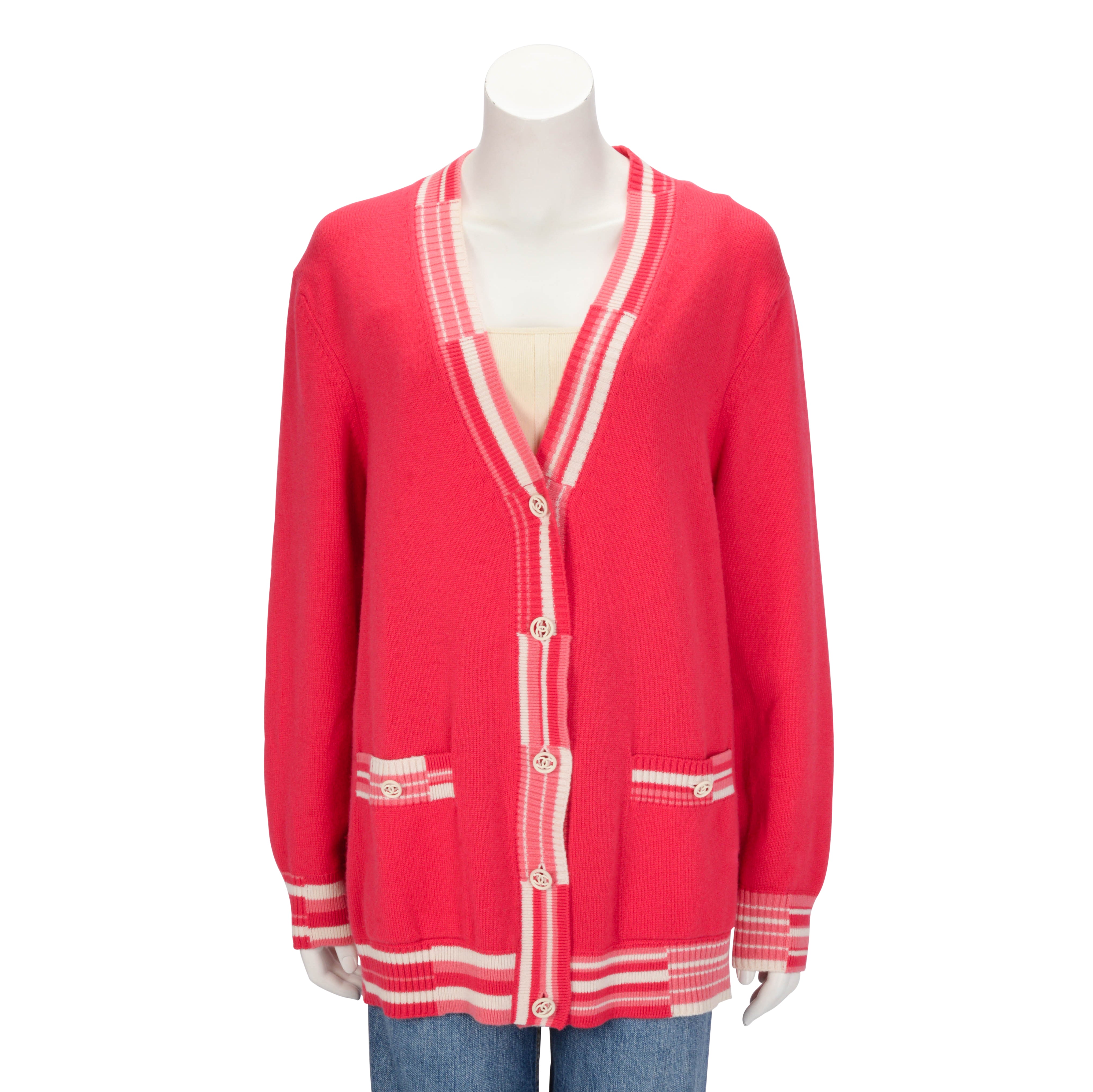 Chanel Pink Cashmere Deauville Biarritz Venise Cardigan FR 50