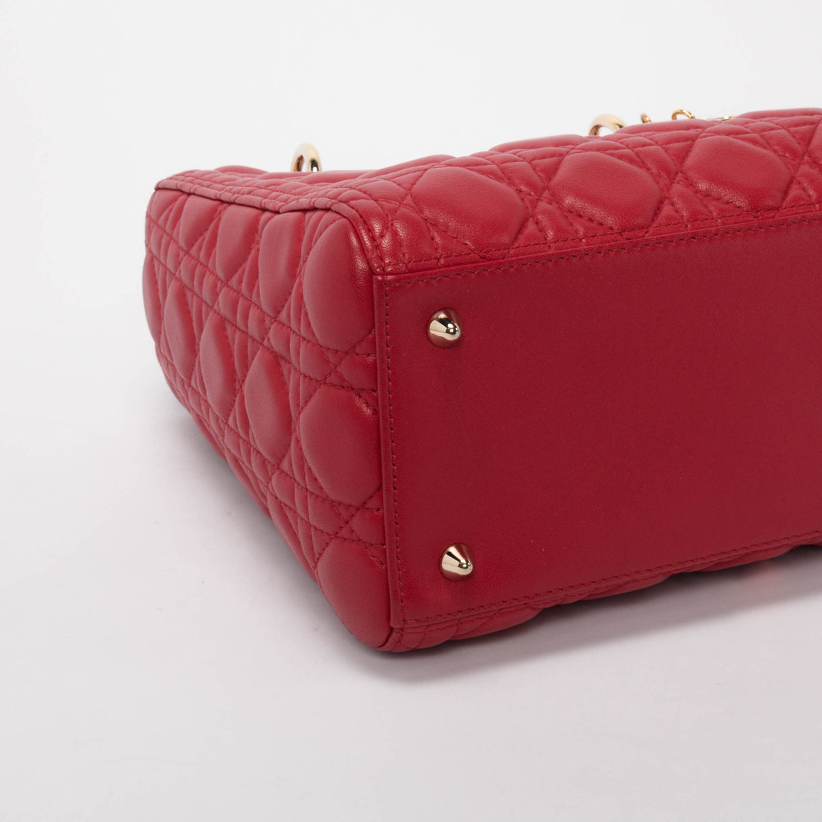 Dior Red Lambskin Cannage Medium Lady Dior Bag