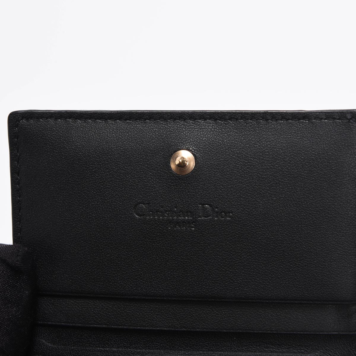 Dior Black Cannage Lambskin Mini Lady Dior Gardenia Wallet