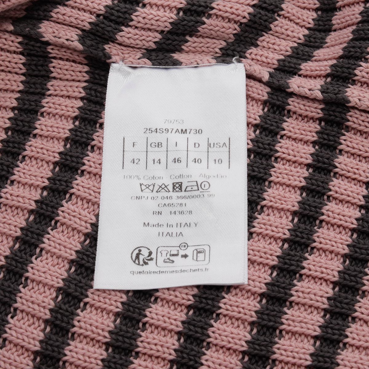 Dior Pink & Grey Cotton Knit Dioriviera Sweater FR 42