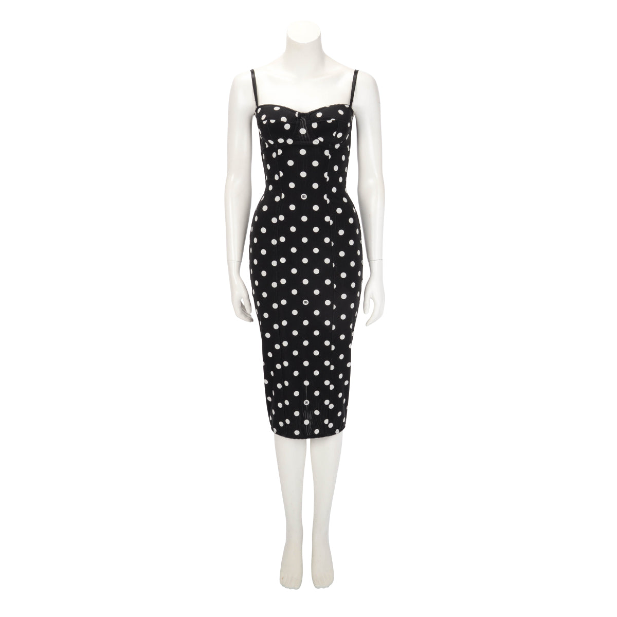 Dolce & Gabbana Black Marquisette Sheath Polka Dot Print Dress IT 40