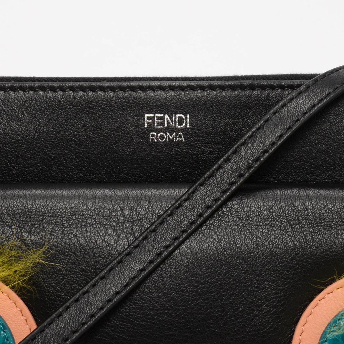 Fendi Black Vitello Dolce Hypnoteyes Mini 2Jours Pouch Bag