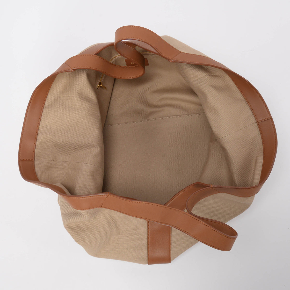 Saint Laurent Brown & Ecru Leather & Canvas Y Tote