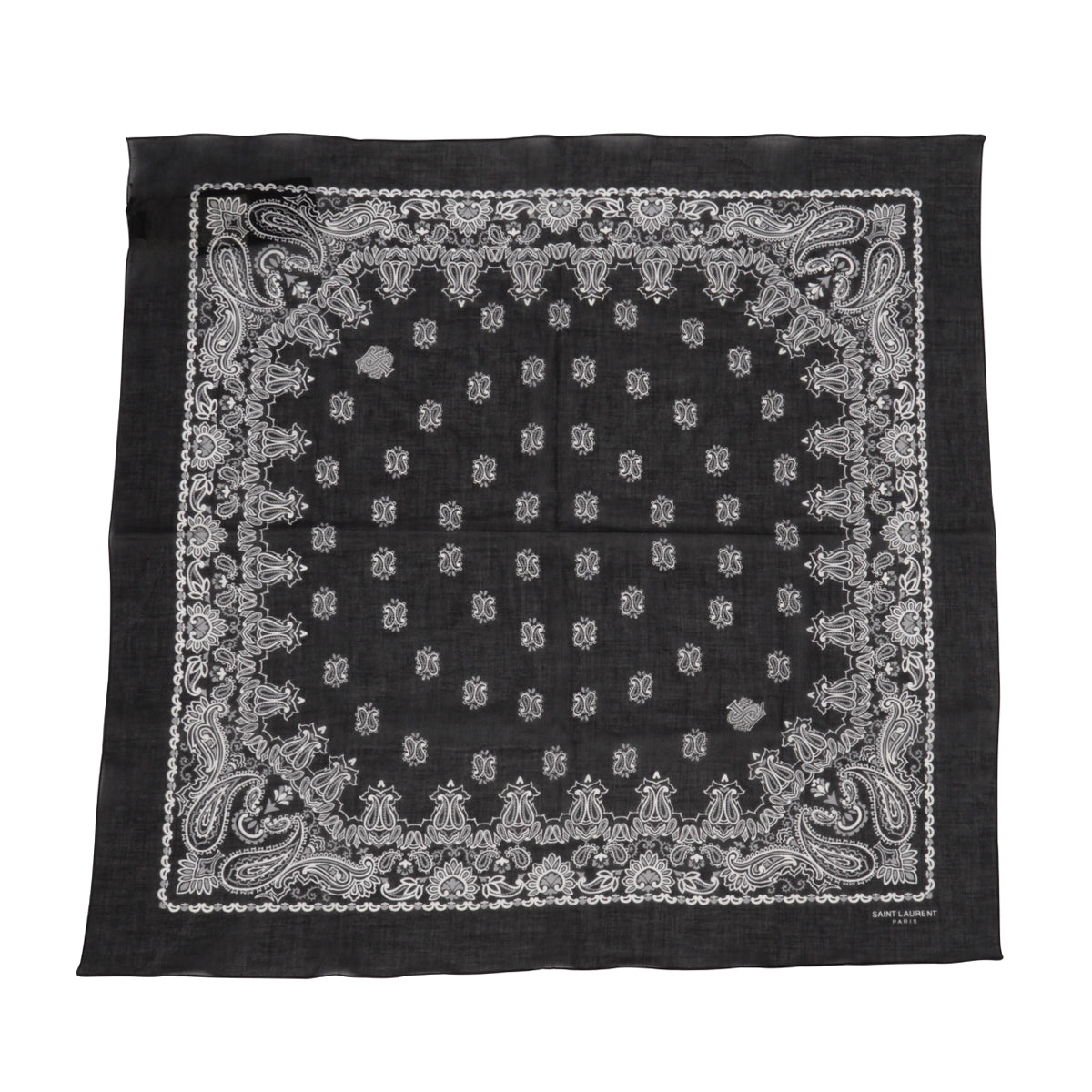 Saint Laurent Black Cotton Paisley Print Bandana
