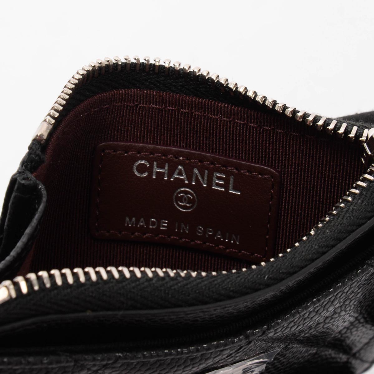 Chanel Black Quilted Caviar CC Zip Card Holder