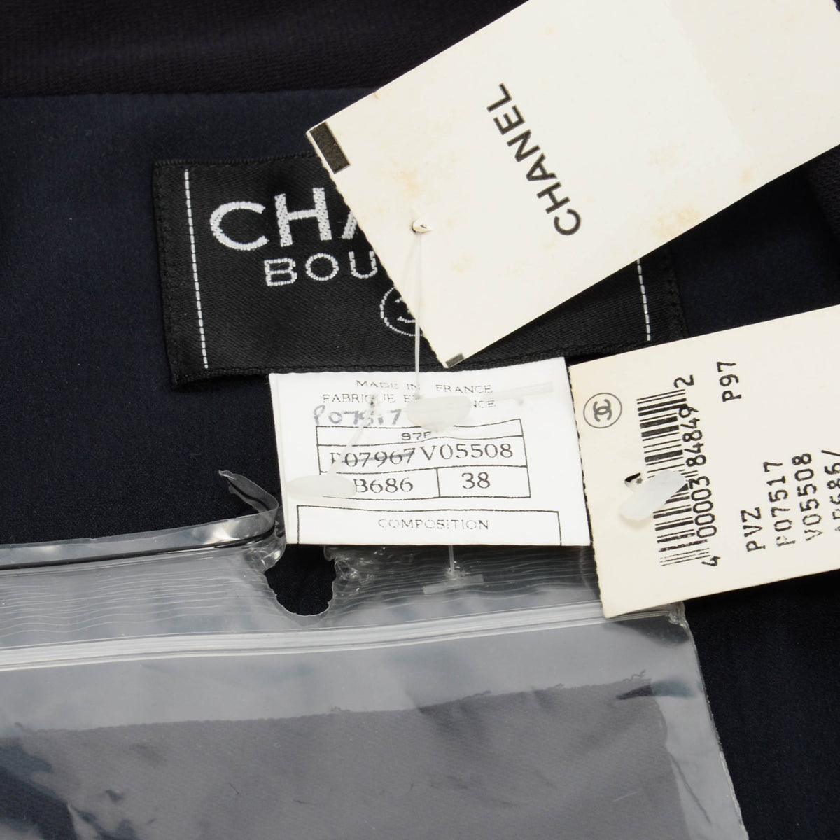 Chanel Navy Wool Crepe Panelled Jacket FR 38