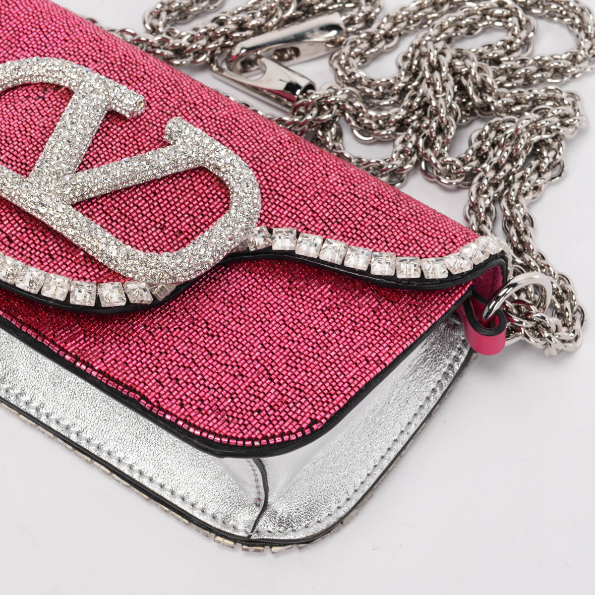 Valentino Pink Crystal Embellished Small Loco Bag