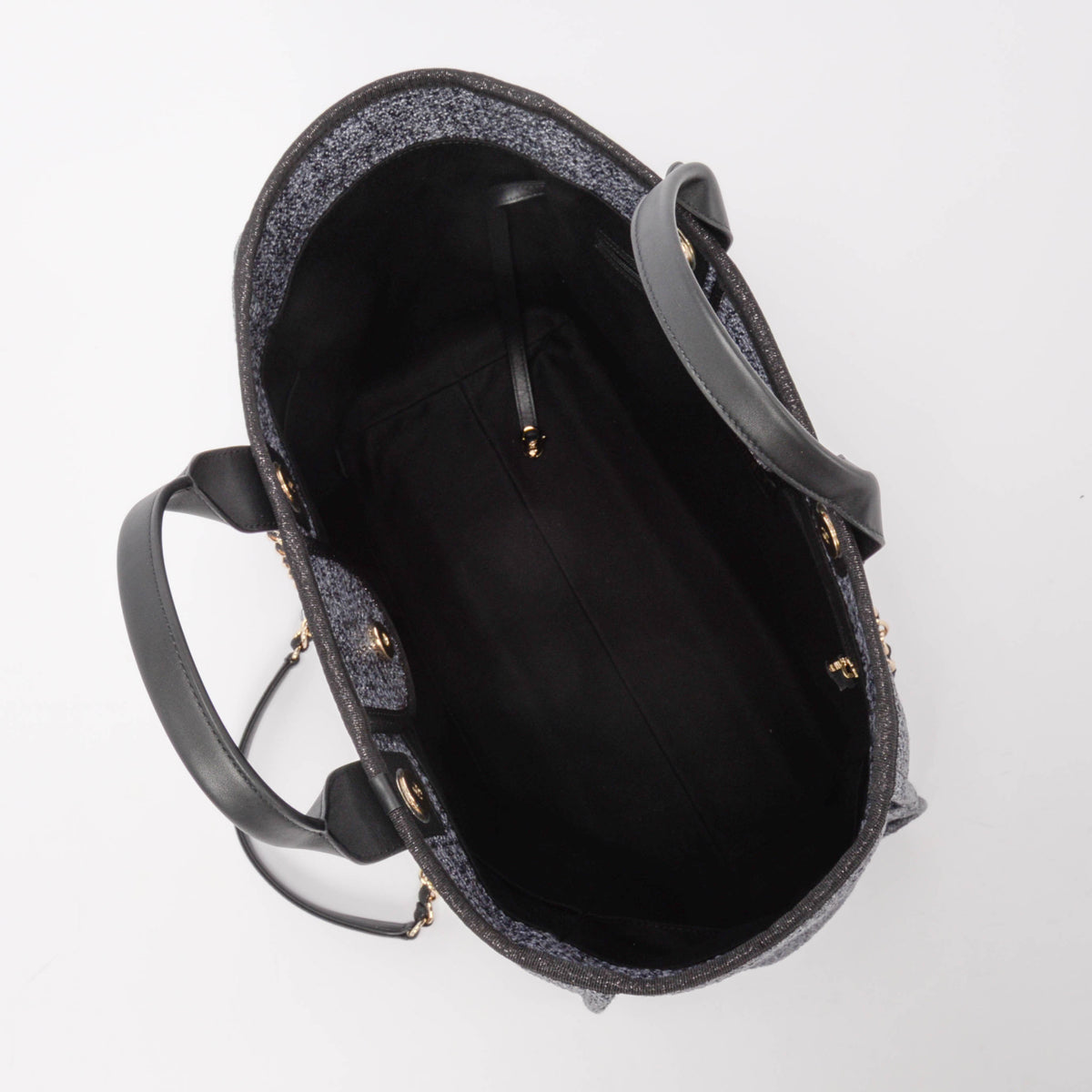 Chanel Blue Glitter Tweed Medium Deauville Tote