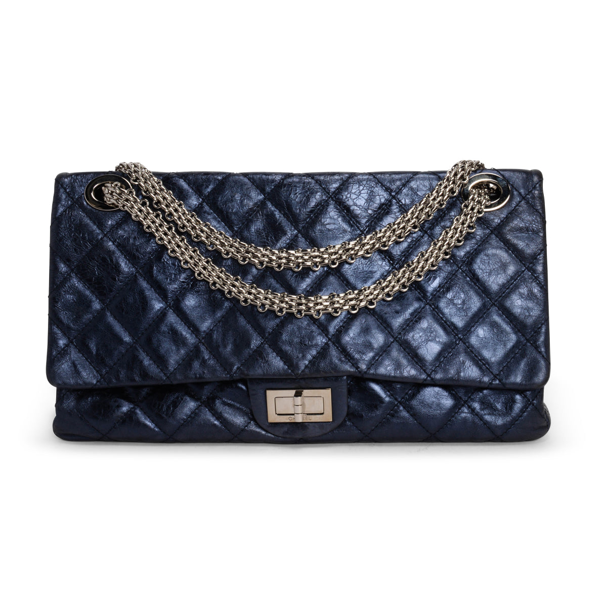 Chanel Blue Metallic Aged Calfskin 2.55 Reissue 227 Flap Bag