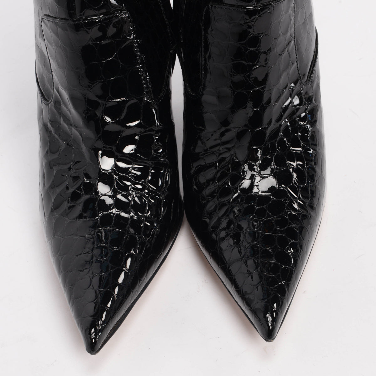 Bottega Veneta Black Croc Effect Punta Ankle Boots 39