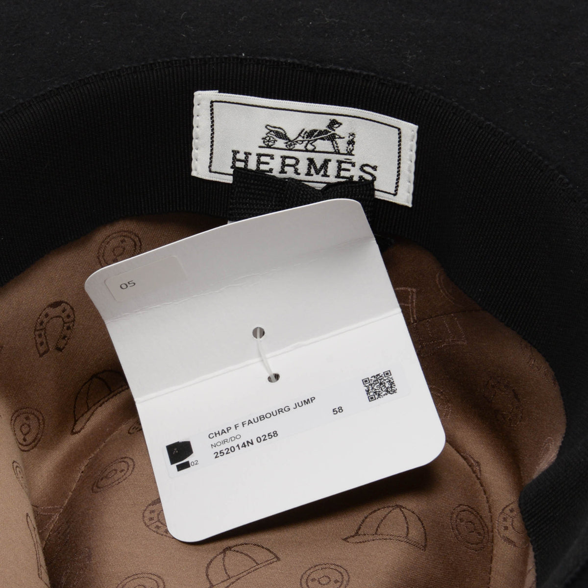Hermes Black Rabbit Felt Faubourg Jump Hat