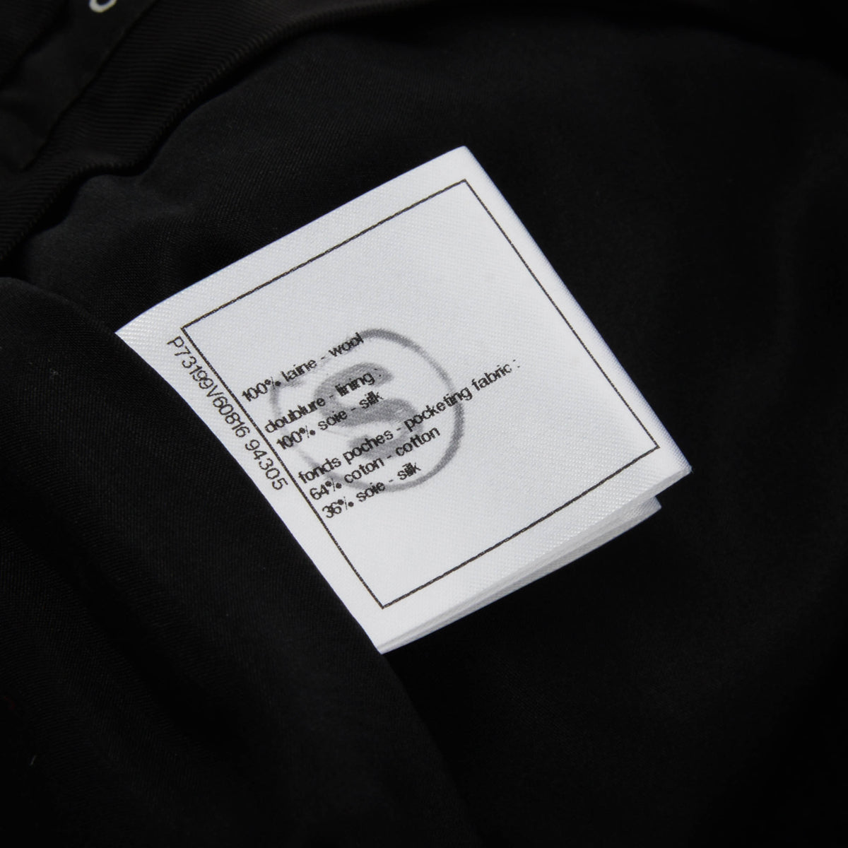 Chanel Black Wool Crystal CC Button Pants FR 38