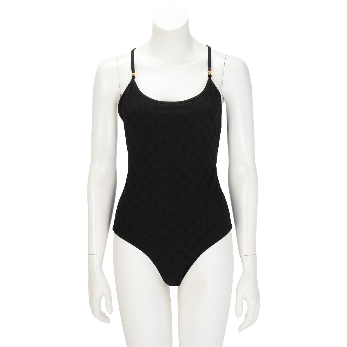 Louis Vuitton Black Monogram Jacquard One Piece Swimsuit FR 42