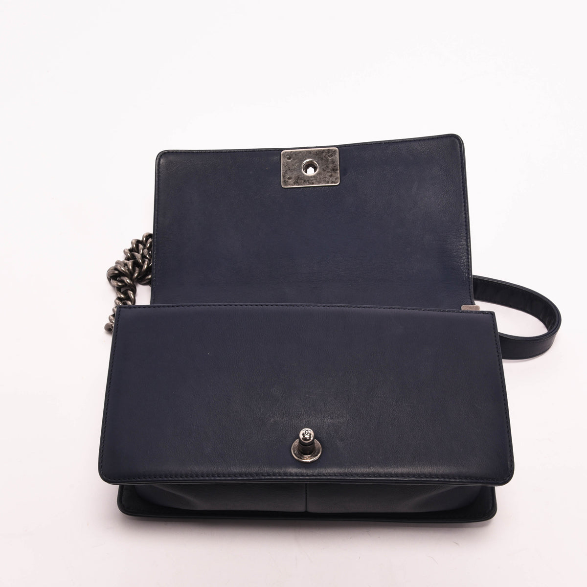 Chanel Navy Calfskin Ultra Stitch Old Medium Boy Bag