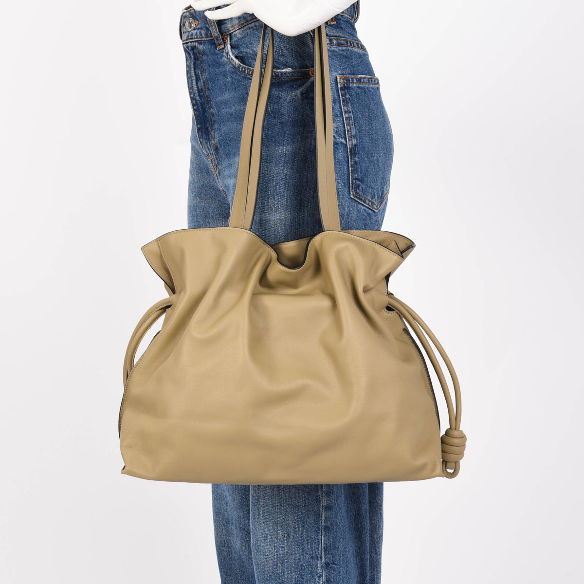 Loewe Clay Green Nappa Calfskin Large Flamenco Clutch