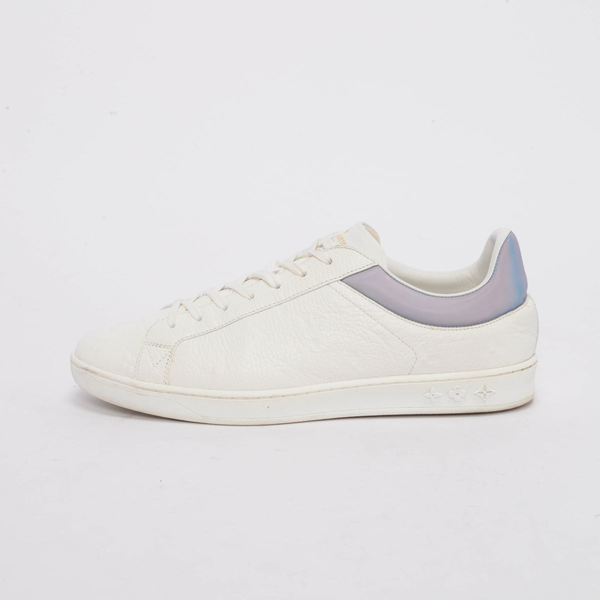 Louis Vuitton White Embossed Monogram Calfskin Luxembourg Sneakers 41.5