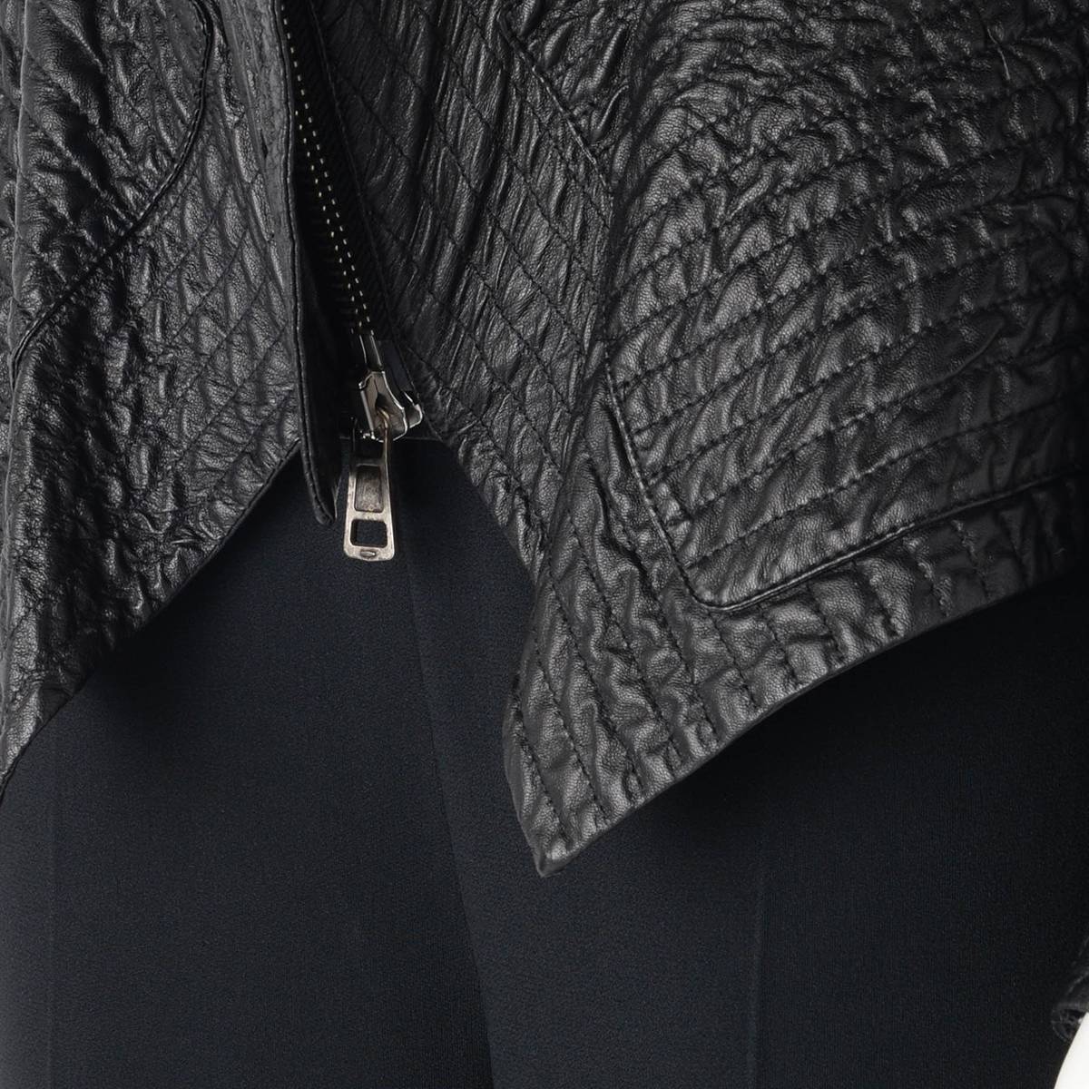 Celine Black Lambskin Quilted Peplum Jacket FR 44