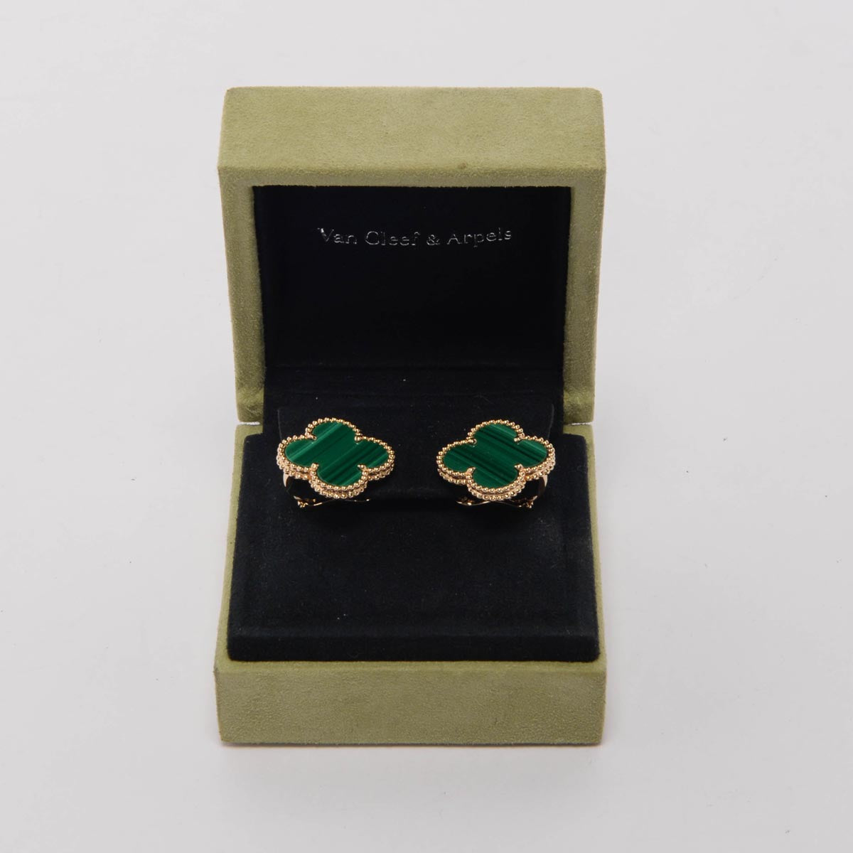 Van Cleef & Arpels 18k Gold & Malachite Magic Alhambra Earrings