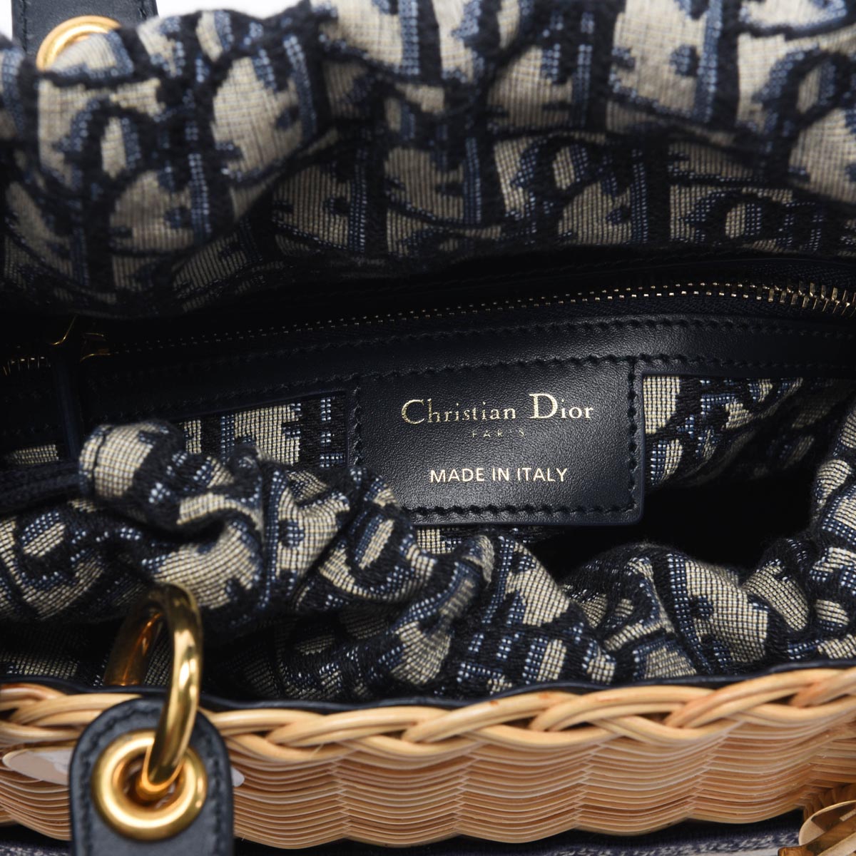 Dior Blue Oblique Wicker Medium Lady Dior Bag