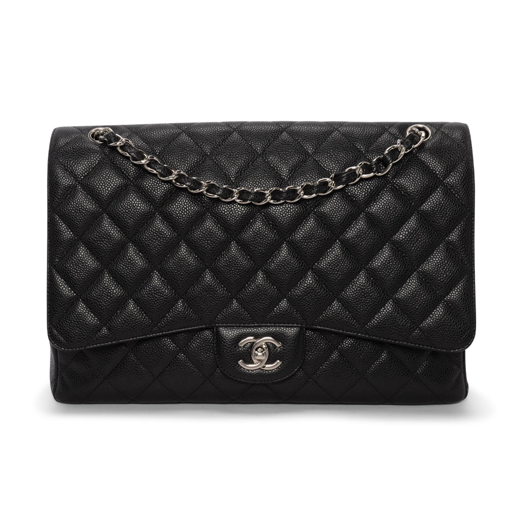 Chanel Black Quilted Caviar Jumbo Single Flap Bag