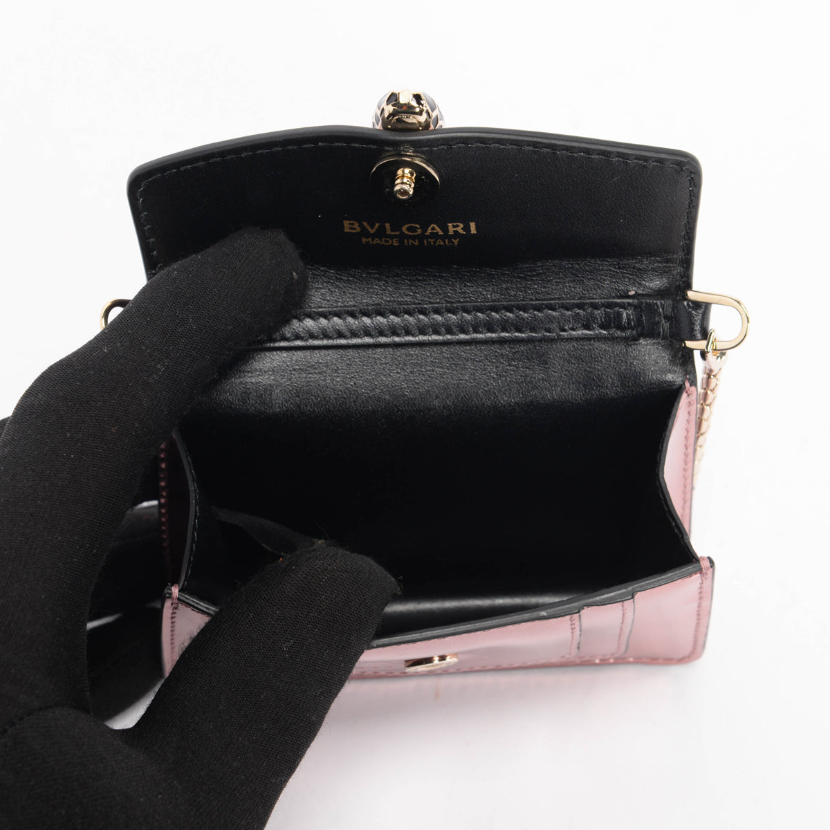Bulgari Pink Metallic Leather Serpenti Forever Mini Bag Charm
