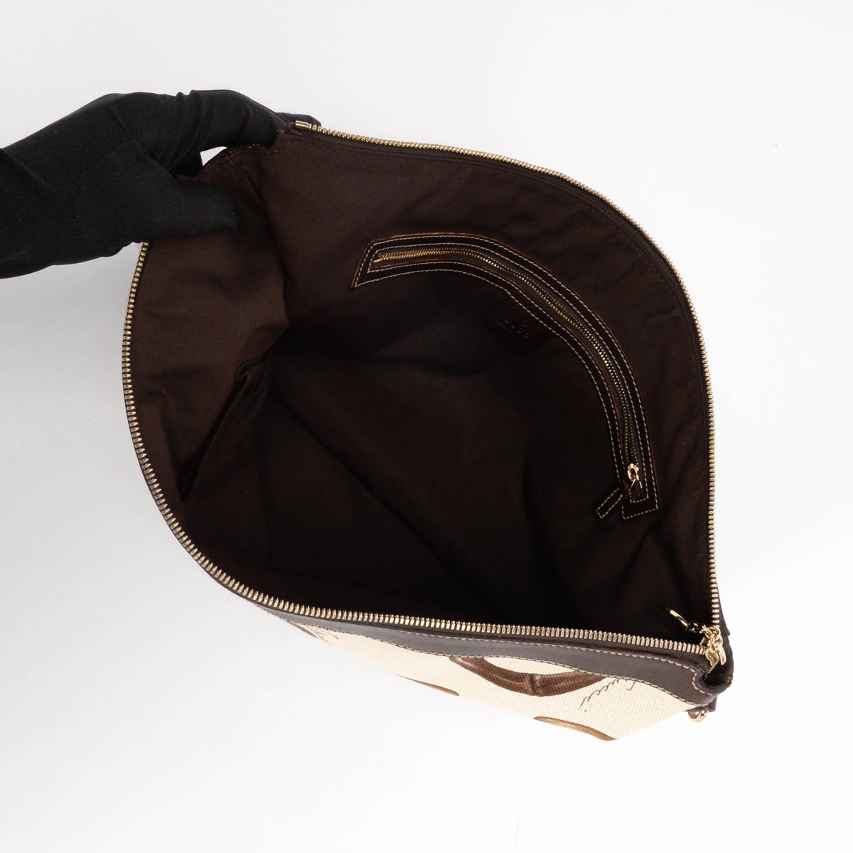 Gucci Brown Bamboo Horsebit Canvas Hobo Bag