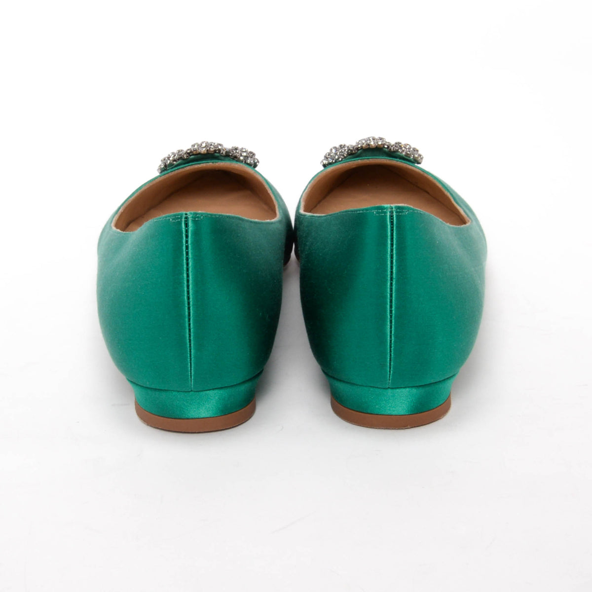 Manolo Blahnik Emerald Satin Hangisi Flats 41
