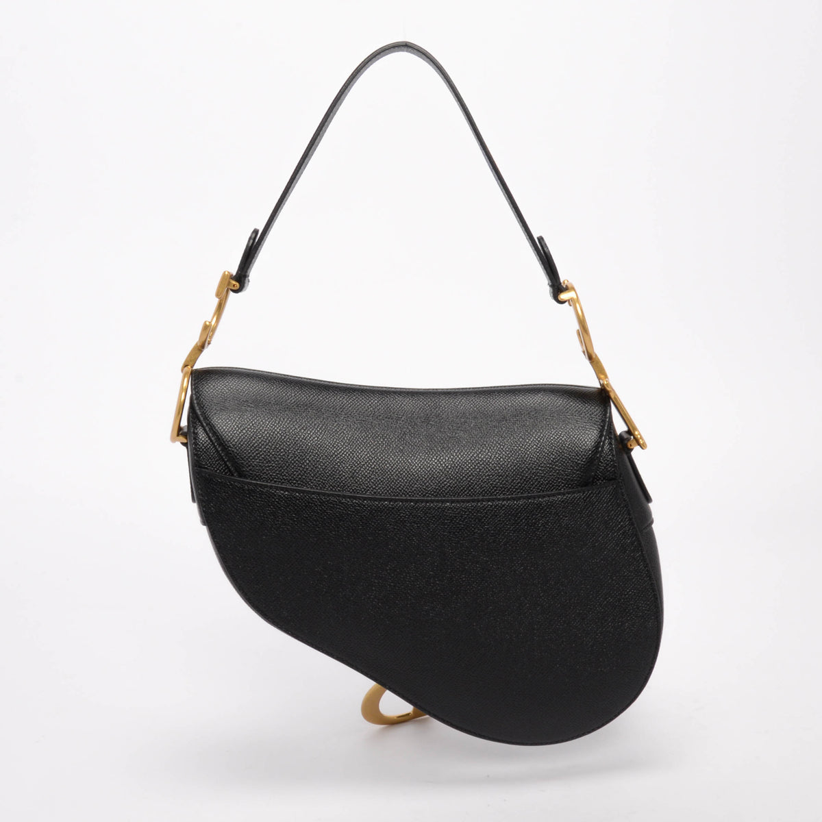 Dior Black Grained Calfskin Saddle Bag