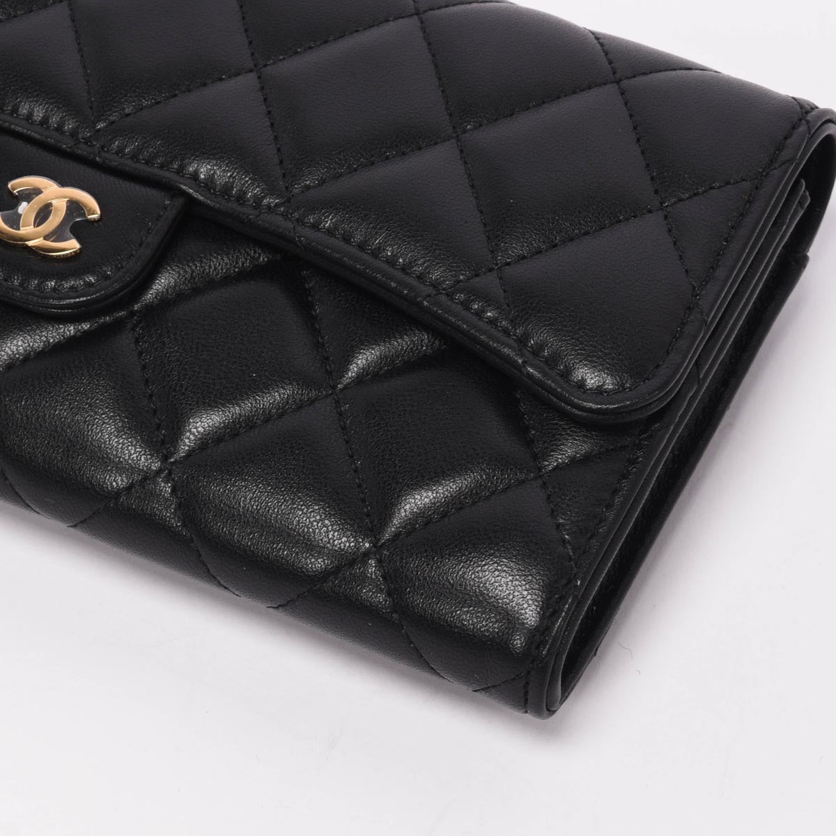Chanel Black Quilted Lambskin Long Classic Flap Wallet