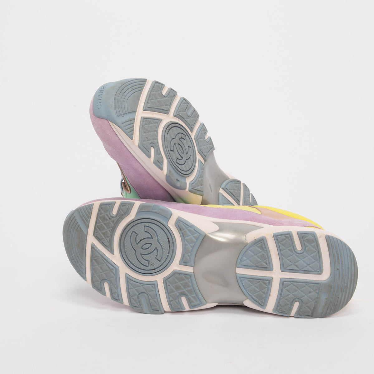 Chanel Yellow Mixed Fibers CC Trainer Sneakers 42