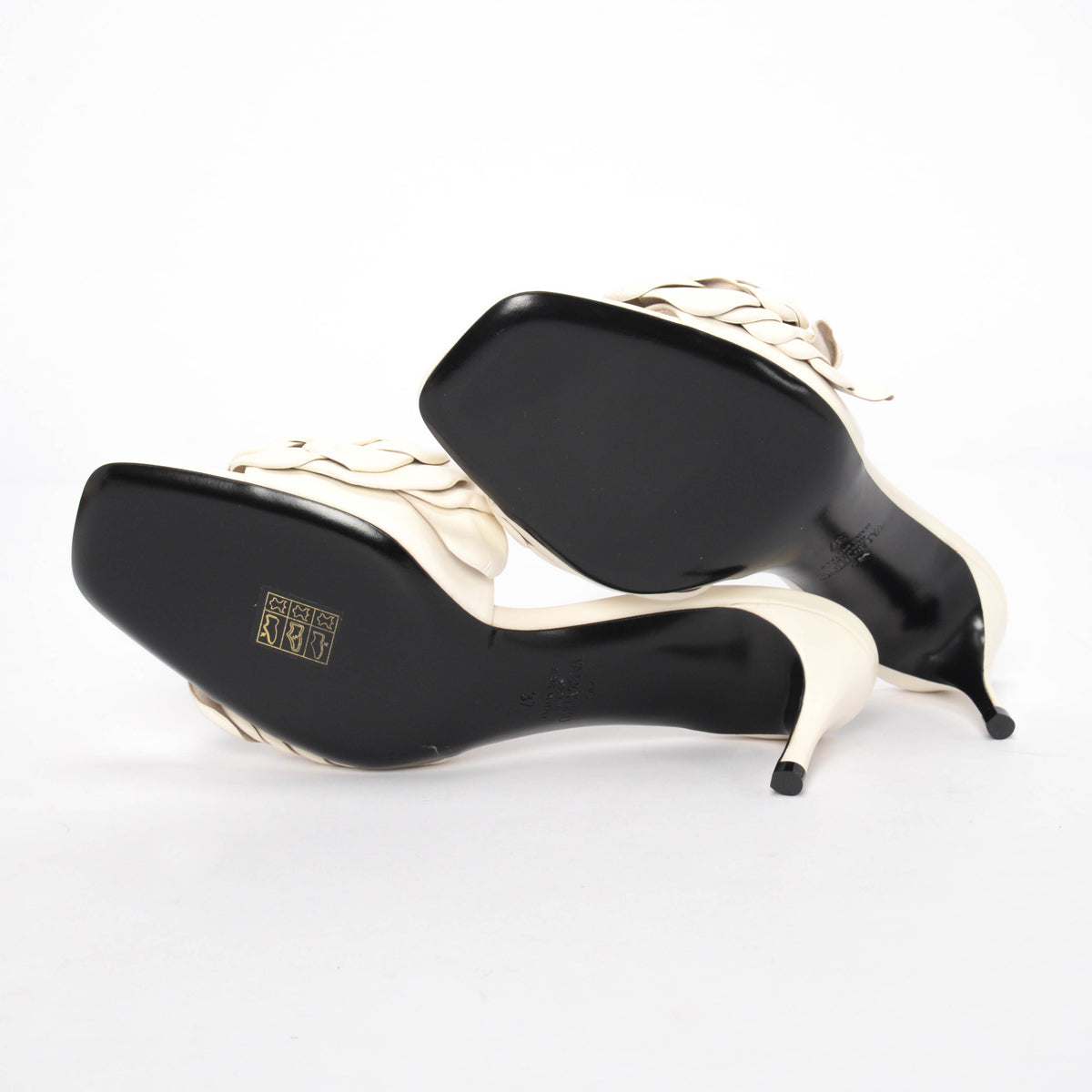 Valentino White Nappa Atelier Rose Sandals 37