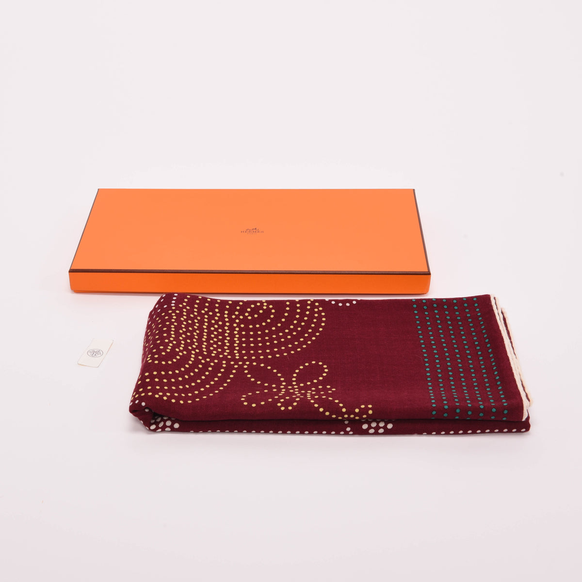 Hermes Bordeaux Cashmere & Silk Brandebourgs Points Shawl