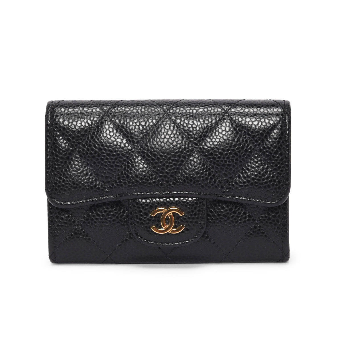 Chanel Black Quilted Caviar Classic Card Holder