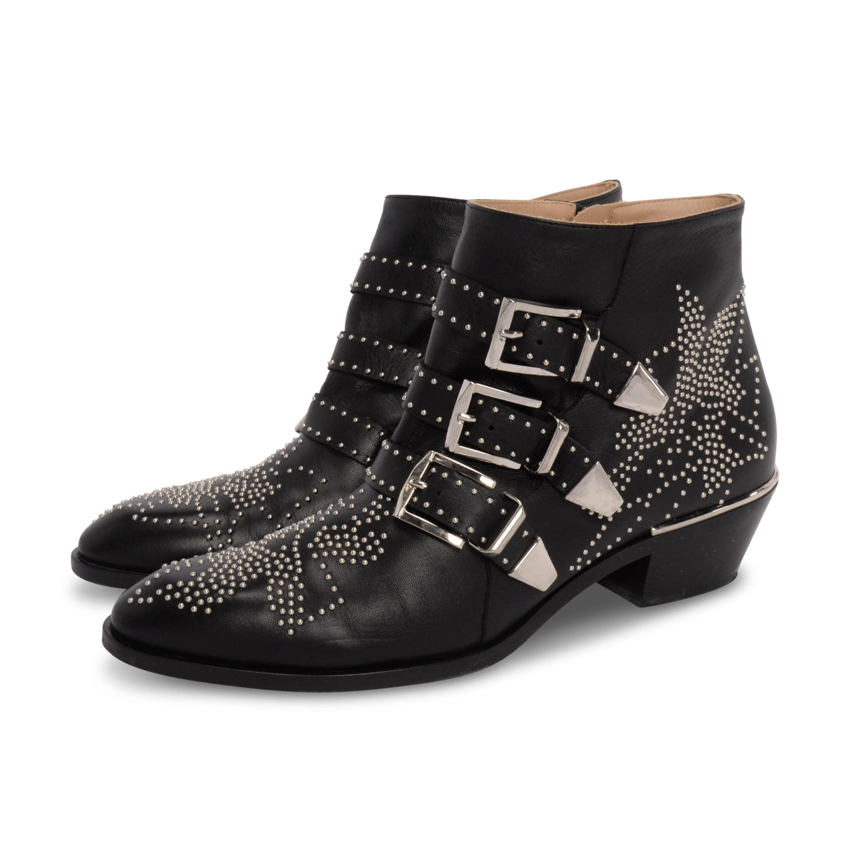 Chloe Black & Silver Studded Susanna Boots 39