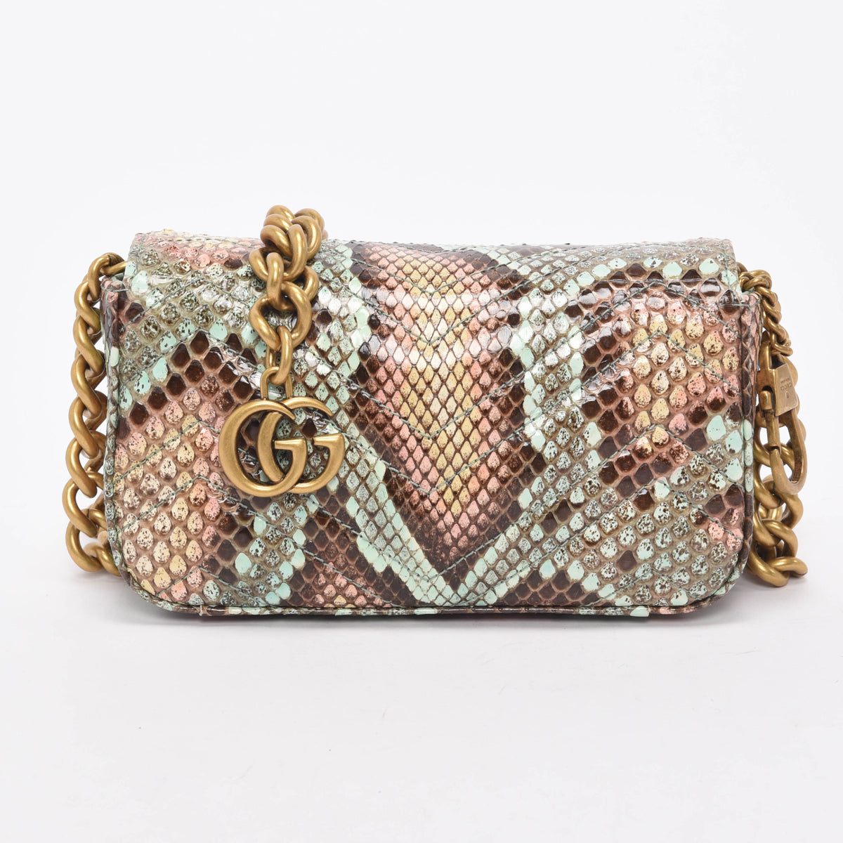 Gucci Aqua Python GG Marmont Mini Bag