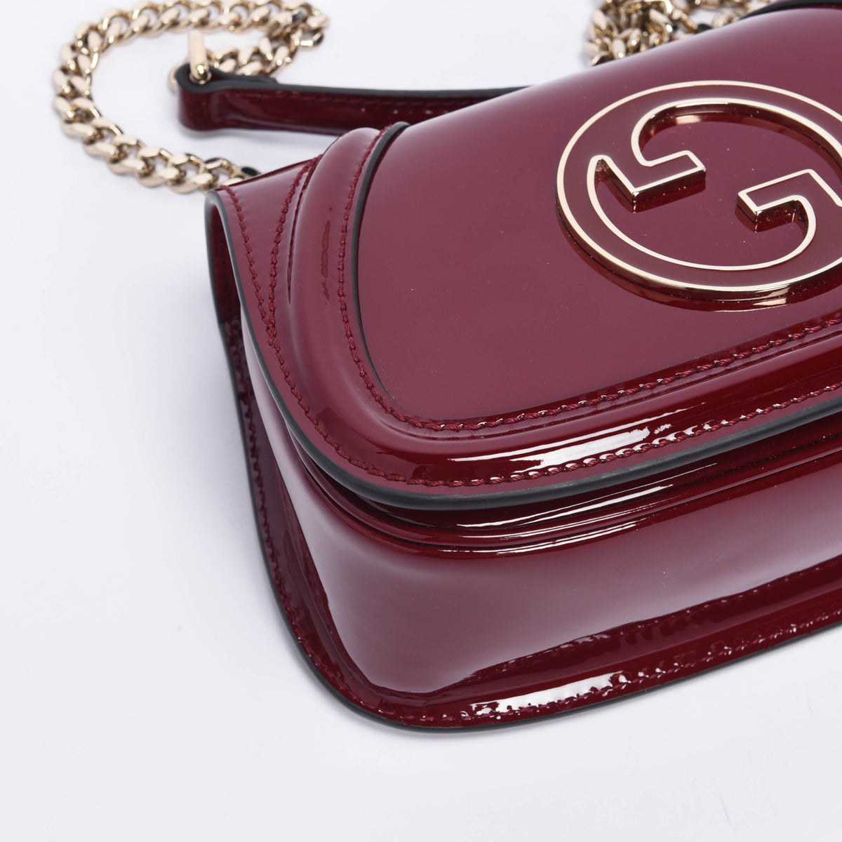 Gucci Rosso Ancora Patent Small GG Blondie Bag