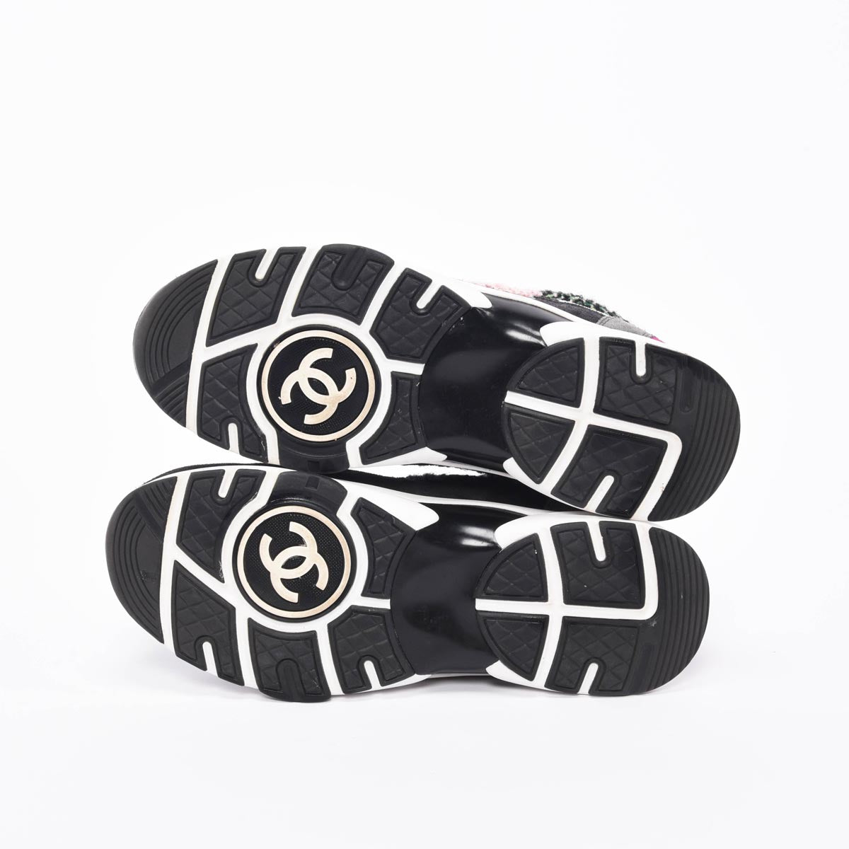 Chanel Multi Colour Tweed CC Sneakers 38