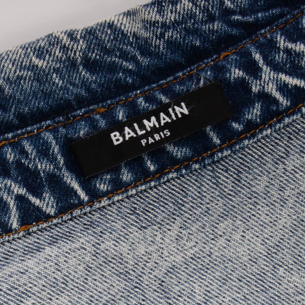 Balmain Blue Distressed Denim Shirt Jacket FR 40