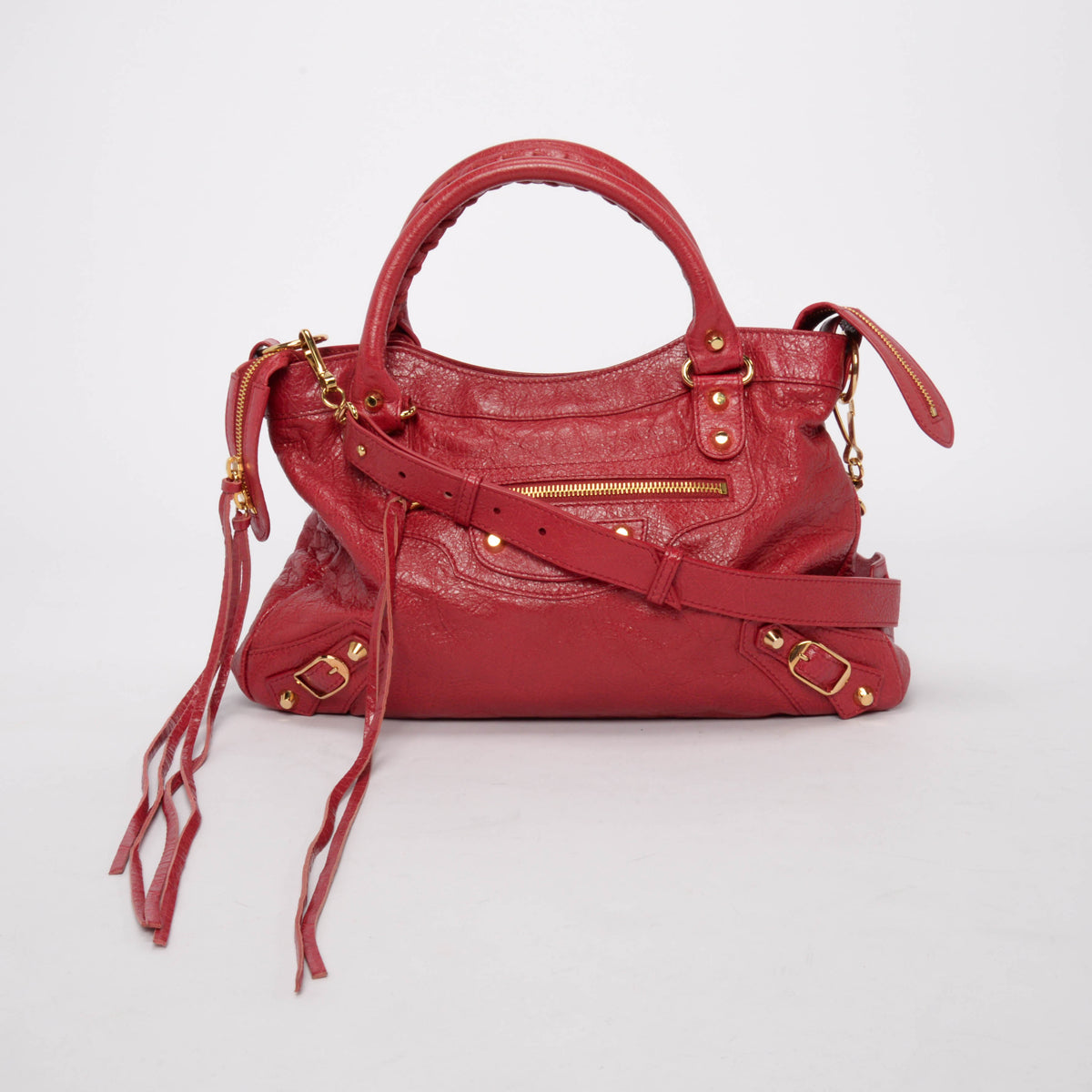 Balenciaga Raspberry Arena Lambskin Town Bag