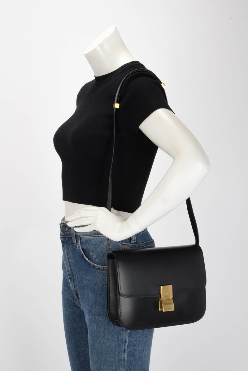 Celine Black Box Calf Classic Box Bag