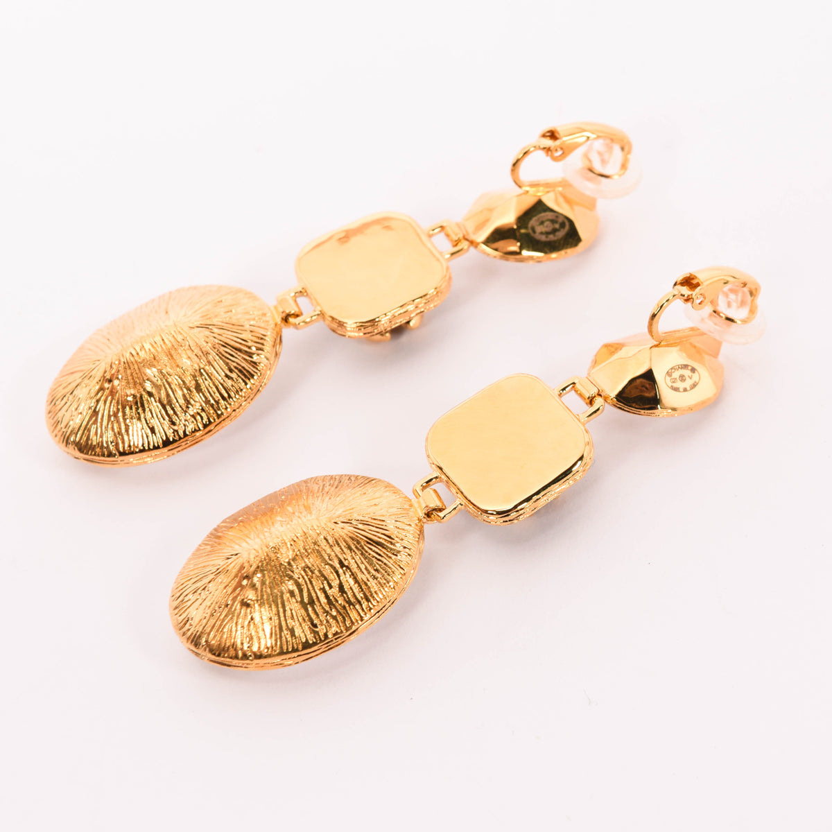 Chanel Gold & Black Crystal CC Clip-on Earrings
